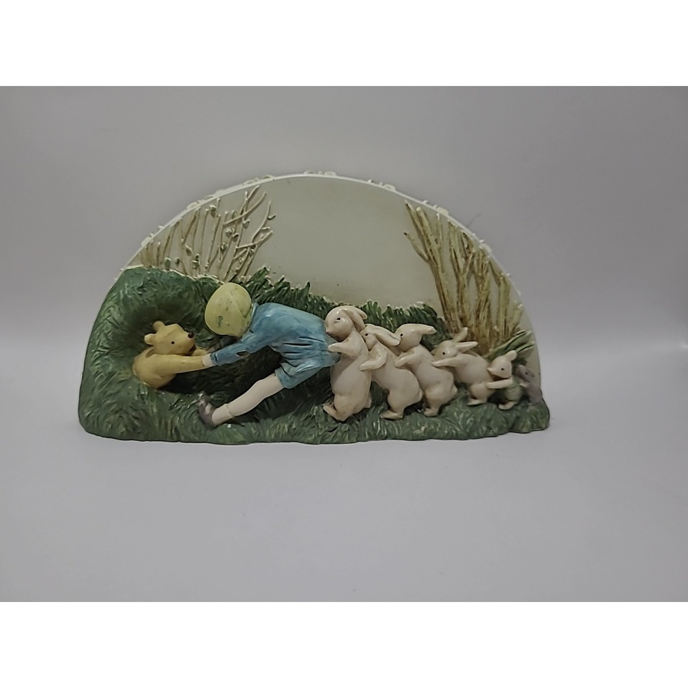 VintageDisney Winnie the Pooh & Christopher Robin‎ Coin Bank by Charpente 6.5"